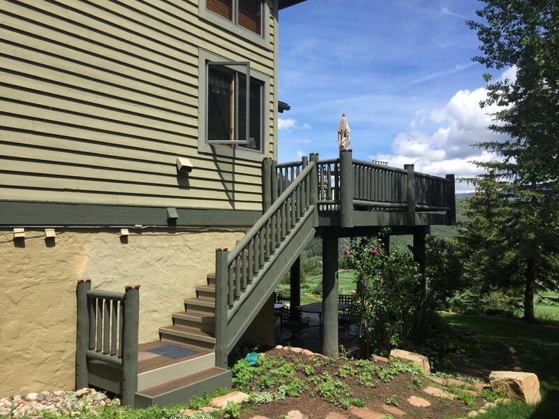Deck frame with joists taped and flashed before the decking goes down